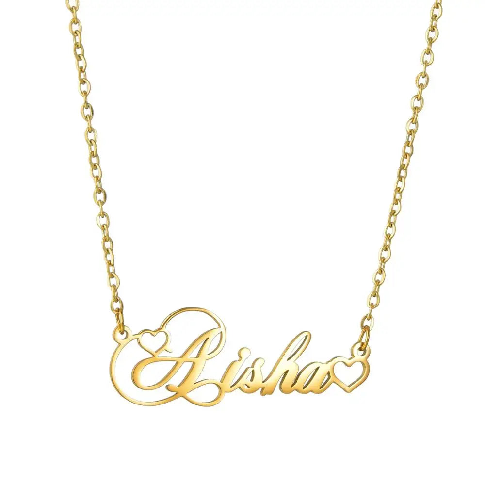 Personalized Heart Name Necklace – Custom Stainless Steel Choker for Women