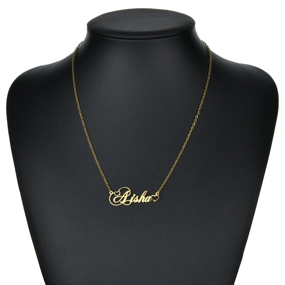 Personalized Heart Name Necklace – Custom Stainless Steel Choker for Women