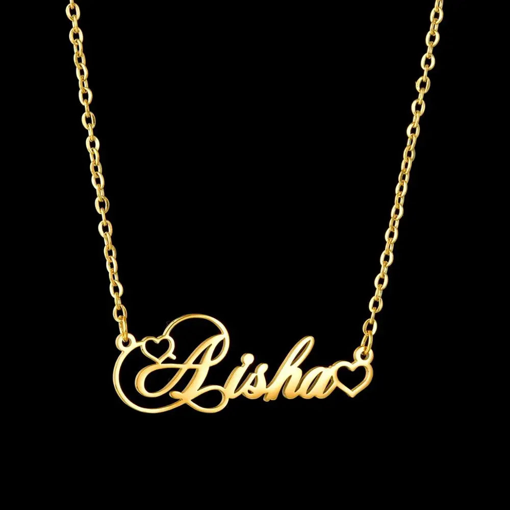 Personalized Heart Name Necklace – Custom Stainless Steel Choker for Women