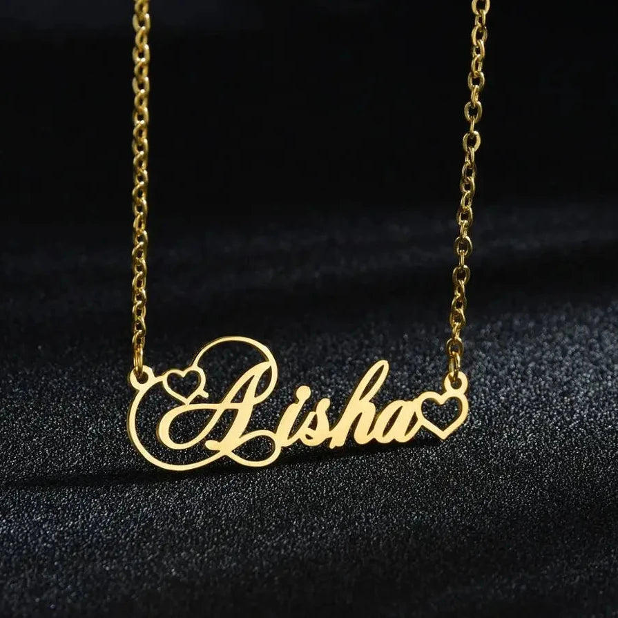 Personalized Heart Name Necklace – Custom Stainless Steel Choker for Women