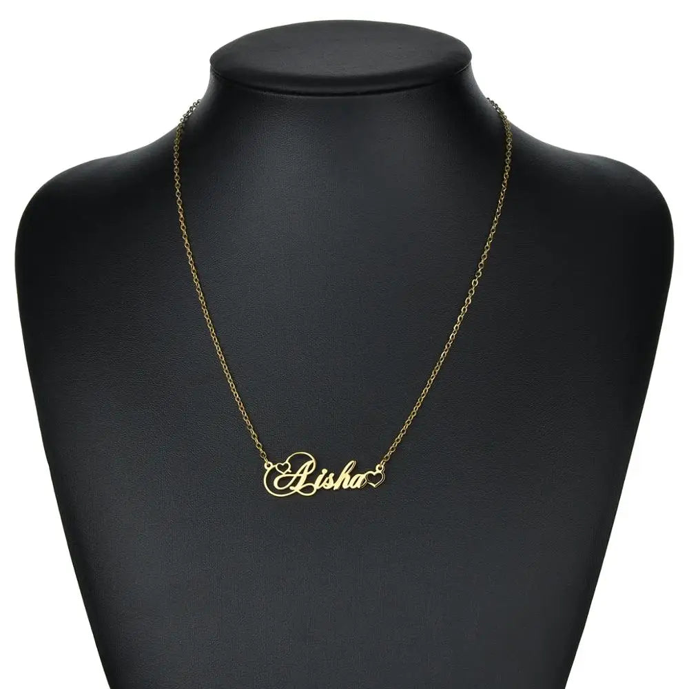 Personalized Heart Name Necklace – Custom Stainless Steel Choker for Women