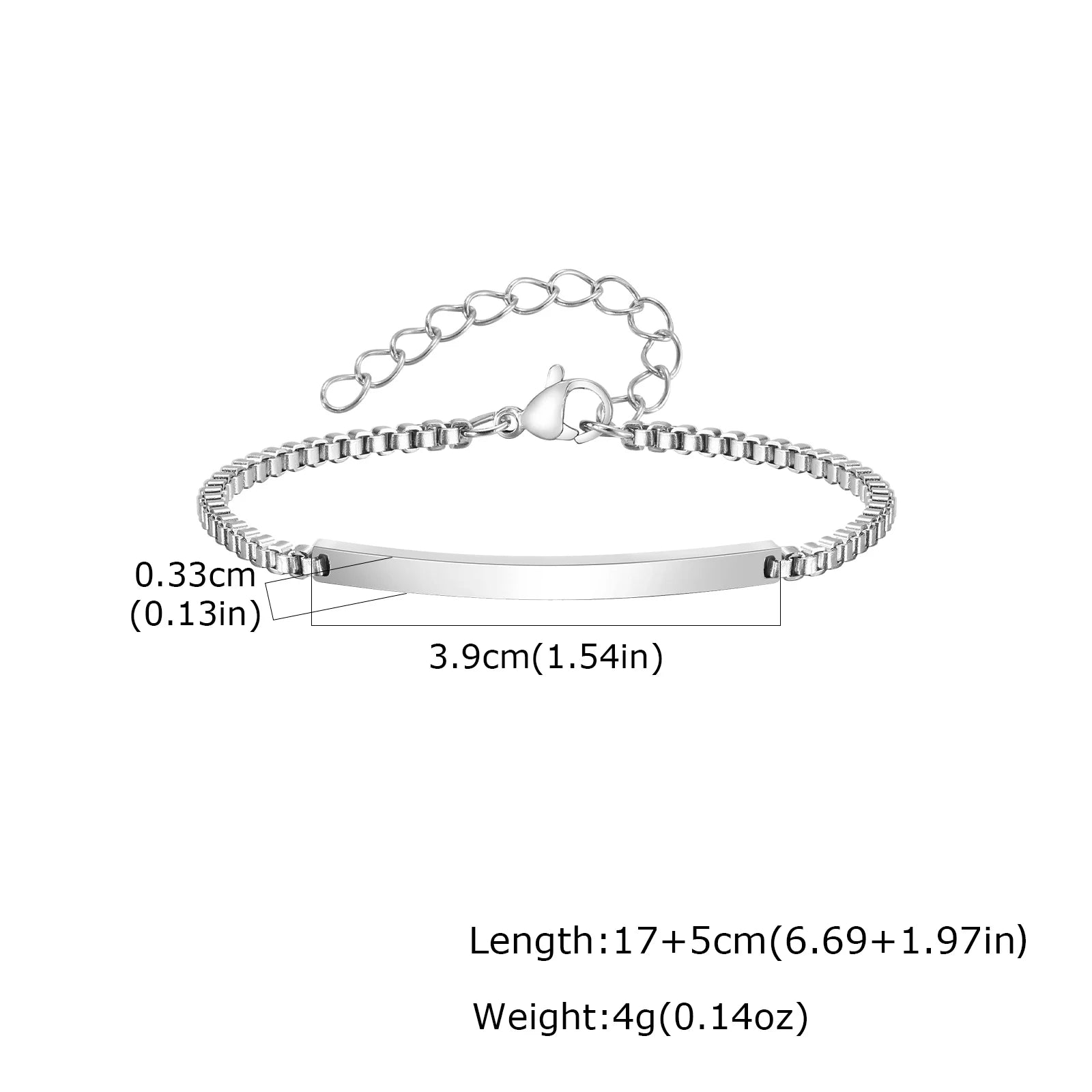 Personalized Engraved ID Bracelet – Custom Name & Message Bar Bracelet for Couples, Friends & Family