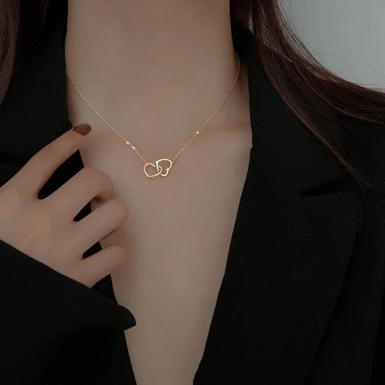 Couple Heart Lock & Key Puzzle Necklace Set – “I Love You” Matching Pendant Gift