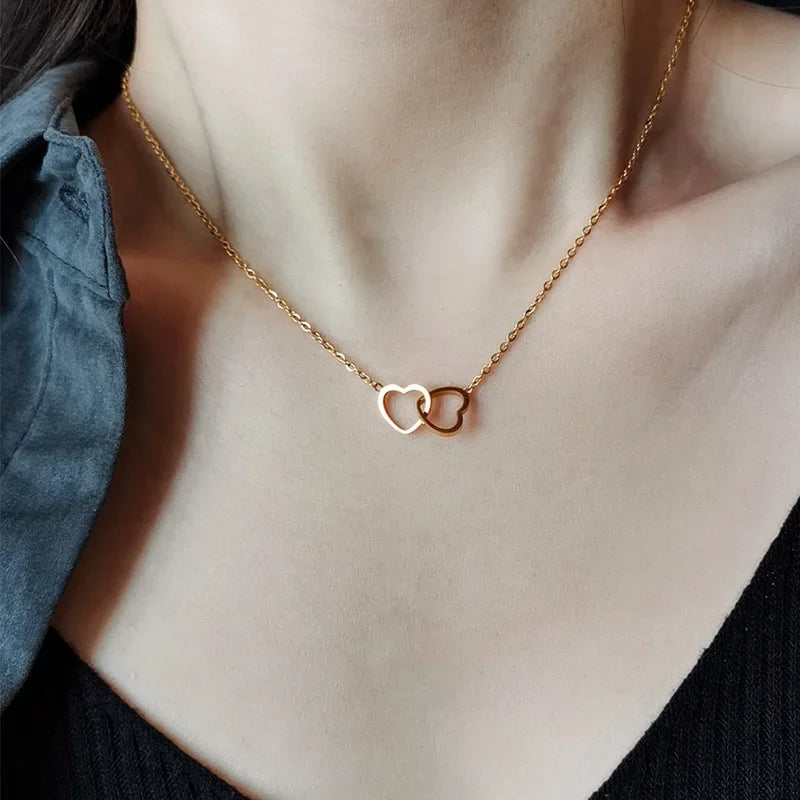 Couple Heart Lock & Key Puzzle Necklace Set – “I Love You” Matching Pendant Gift
