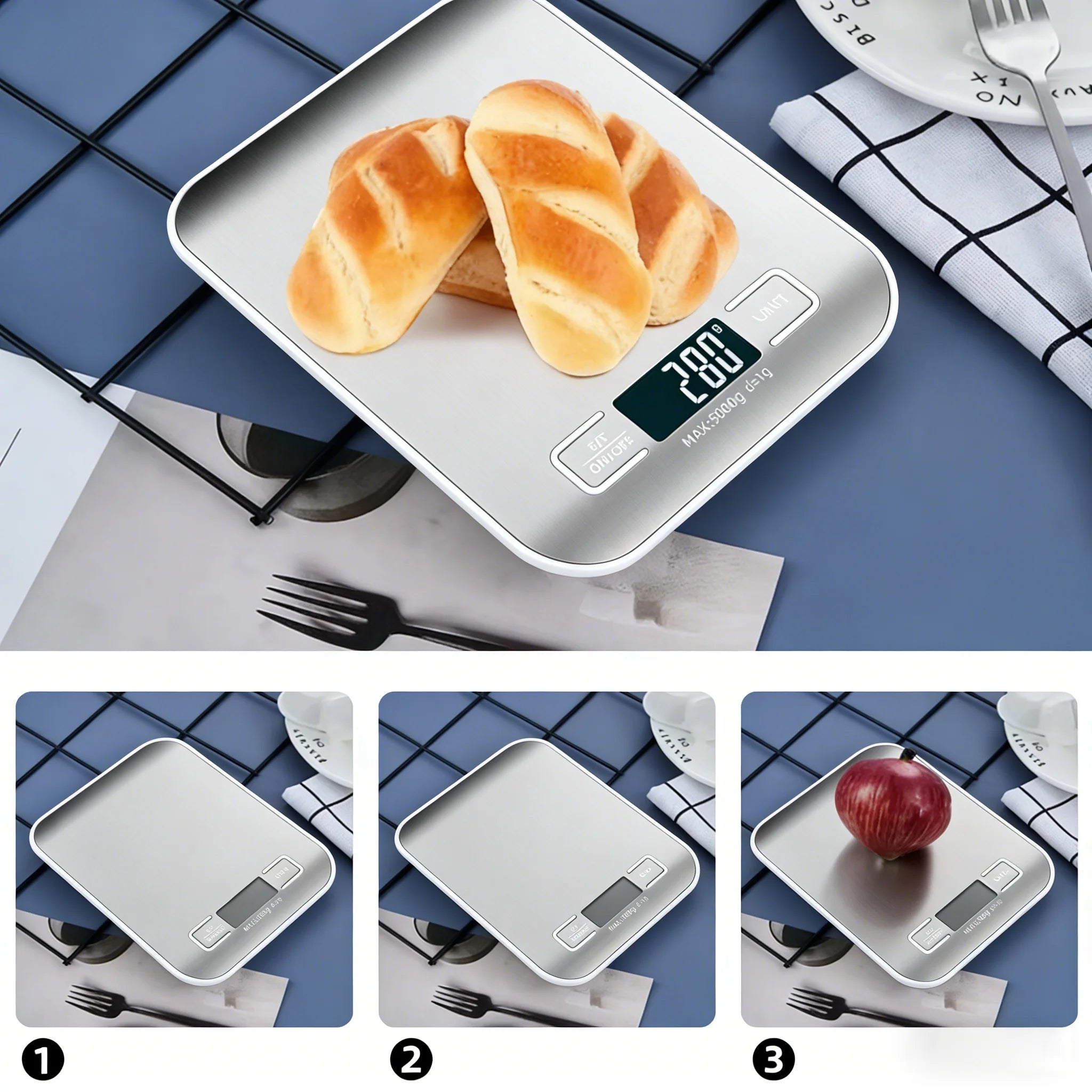 Nexa Digital Kitchen Scale – 10kg/5kg Stainless Steel Food Scale with LED Display