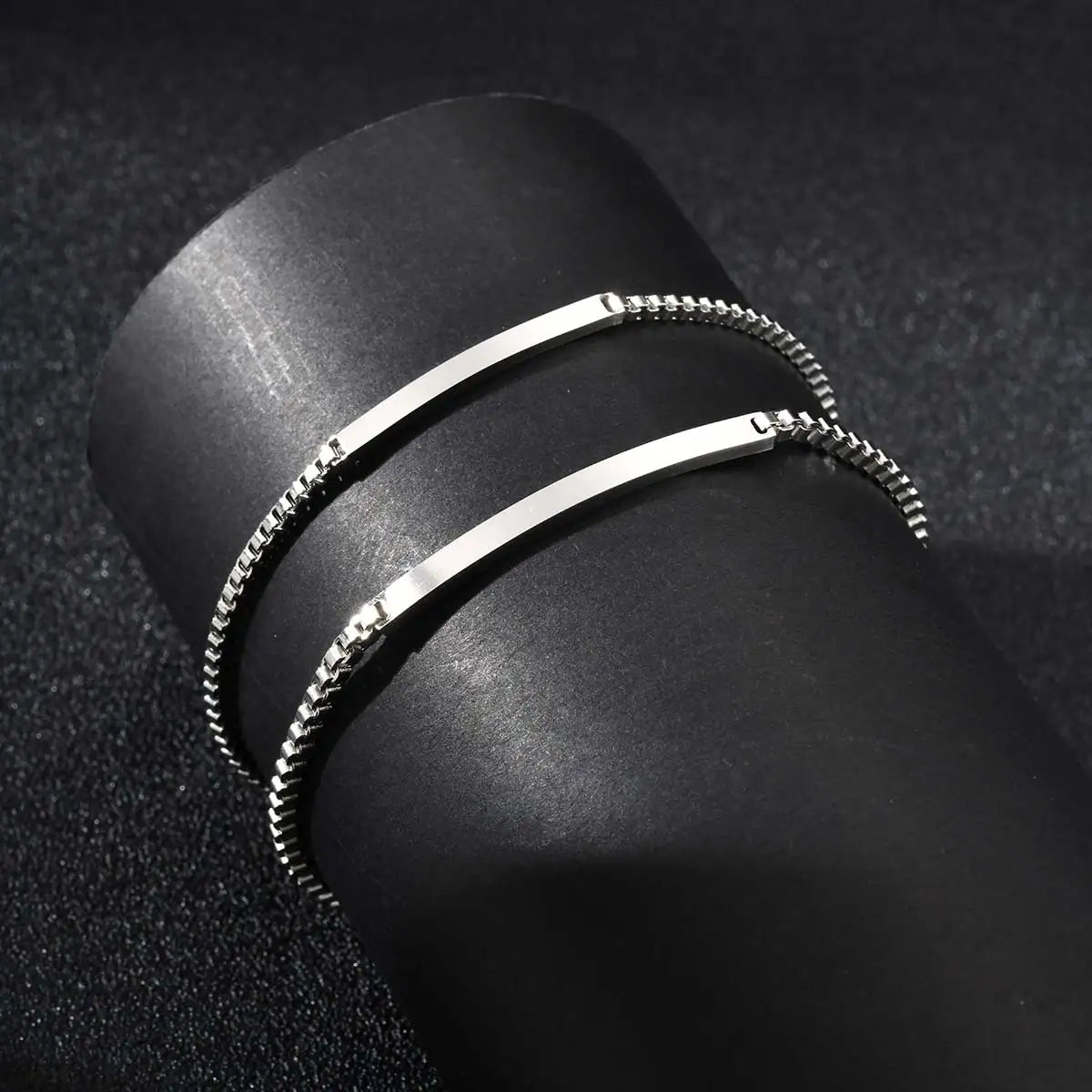 Personalized Engraved ID Bracelet – Custom Name & Message Bar Bracelet for Couples, Friends & Family