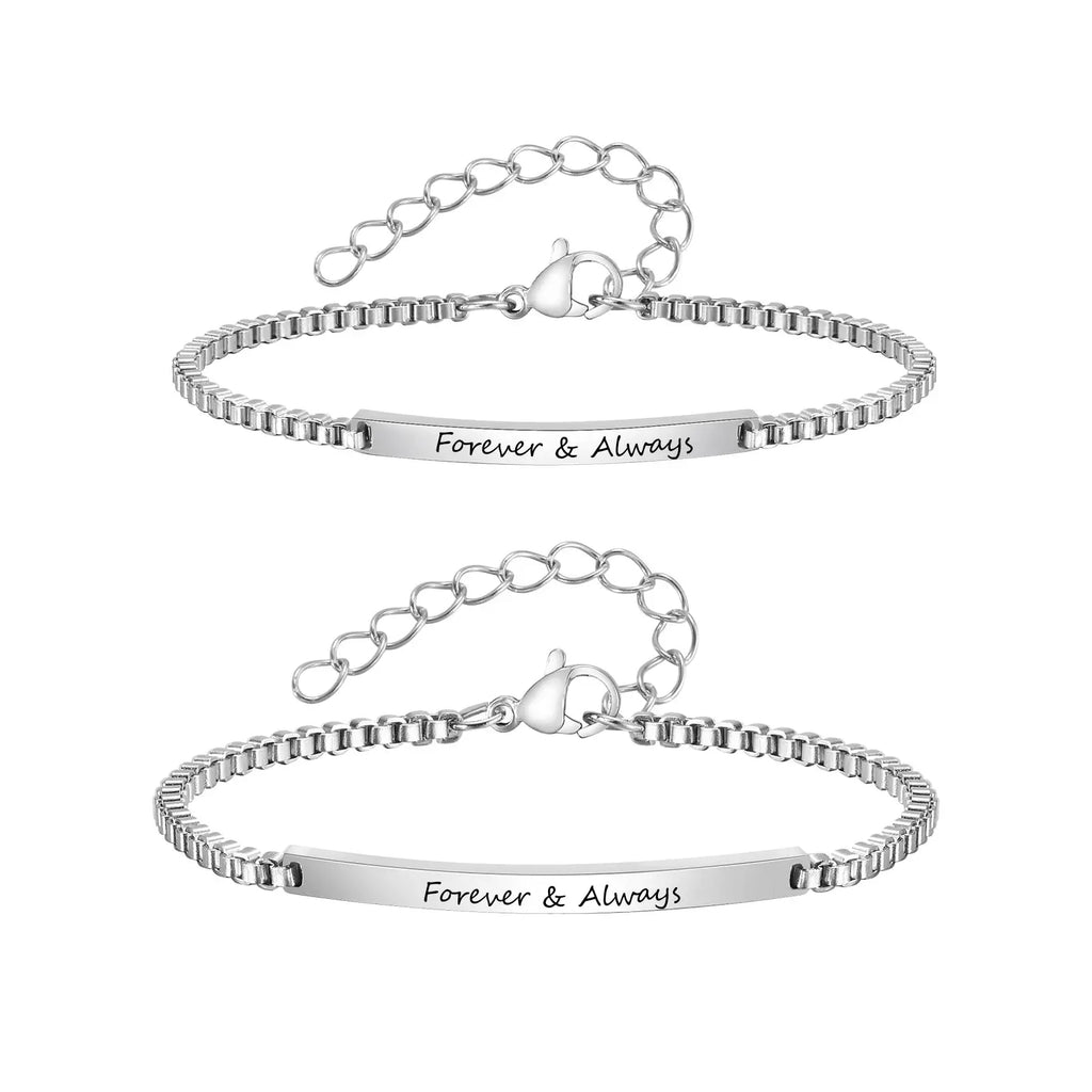 Personalized Engraved ID Bracelet – Custom Name & Message Bar Bracelet for Couples, Friends & Family