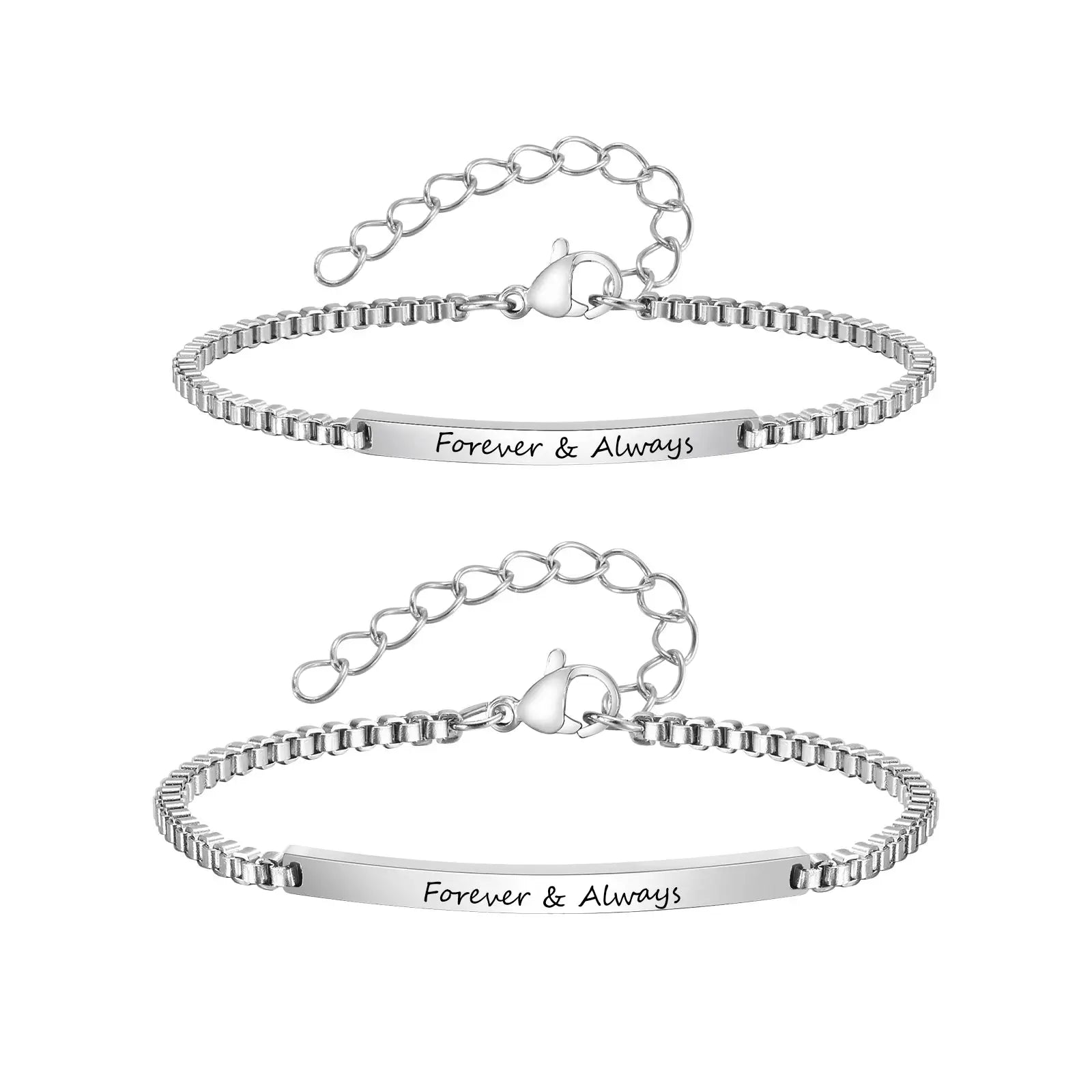 Personalized Engraved ID Bracelet – Custom Name & Message Bar Bracelet for Couples, Friends & Family